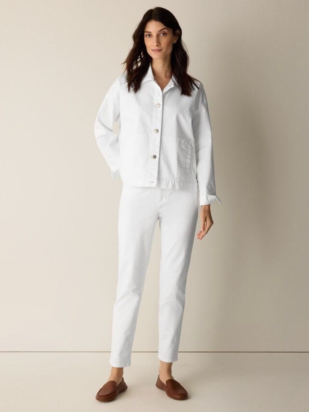 Eileen Fisher Women's Garment-Dyed Organic Cotton Straight Jeans White Sz 0 NEW